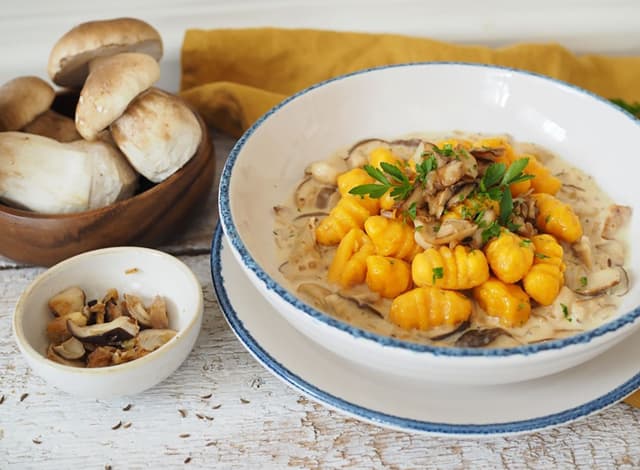 Tekvicové gnocchi s hríbikovou omáčkou